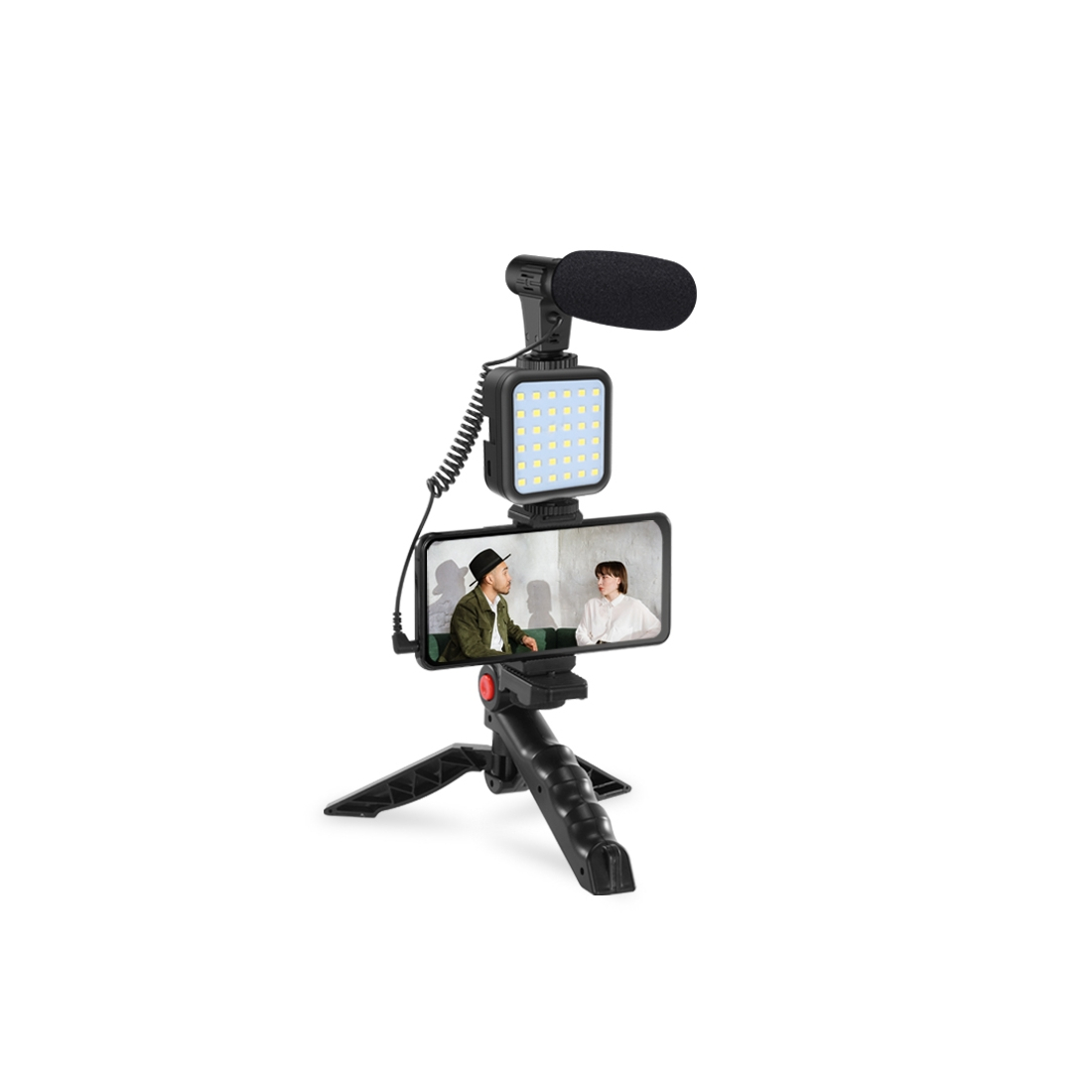 kit vidéo pour Smartphone comprenant 1 trepied ,1 micro jack et 1 lumière LED