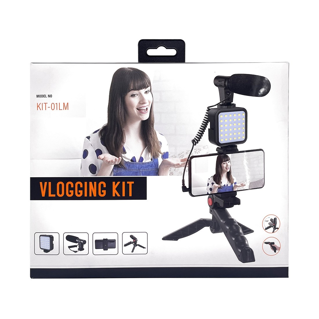 kit vidéo pour Smartphone comprenant 1 trepied ,1 micro jack et 1 lumière LED