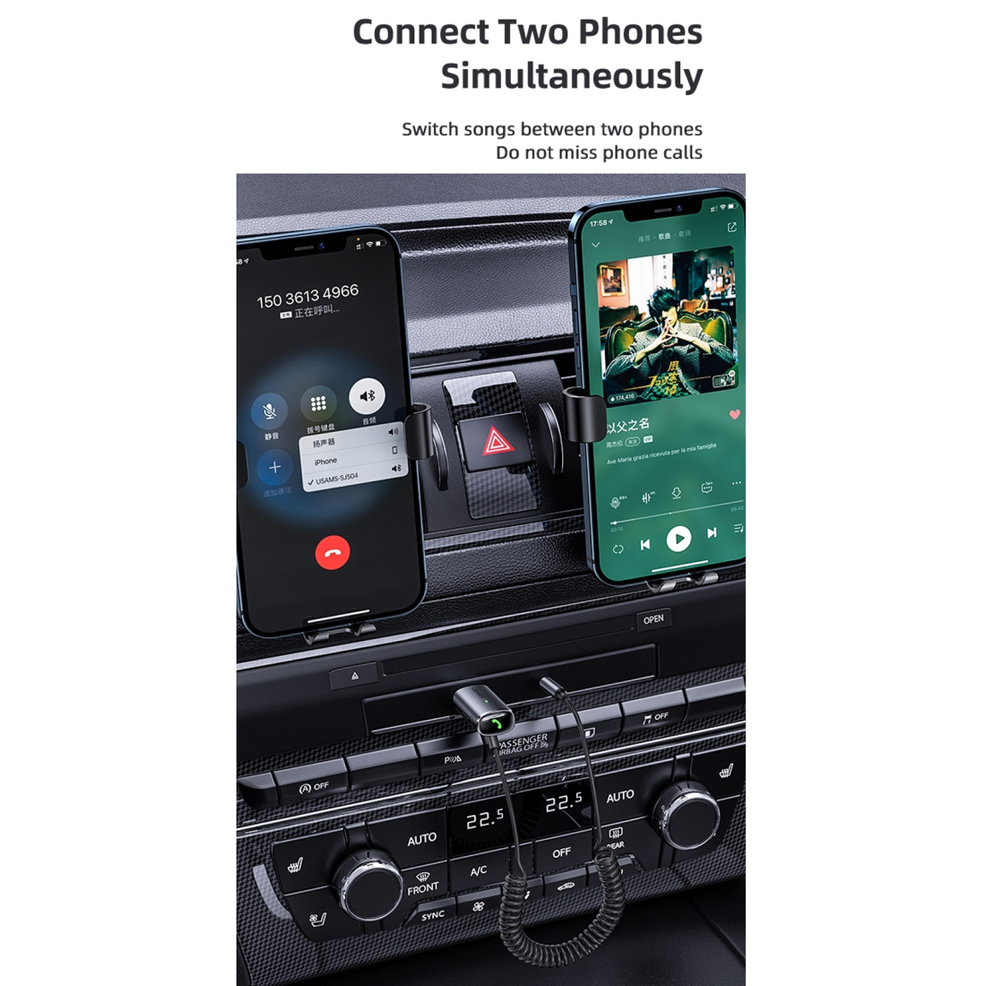transmetteur audio Bluetooth Usams entrée Jack pour voiture SJ504