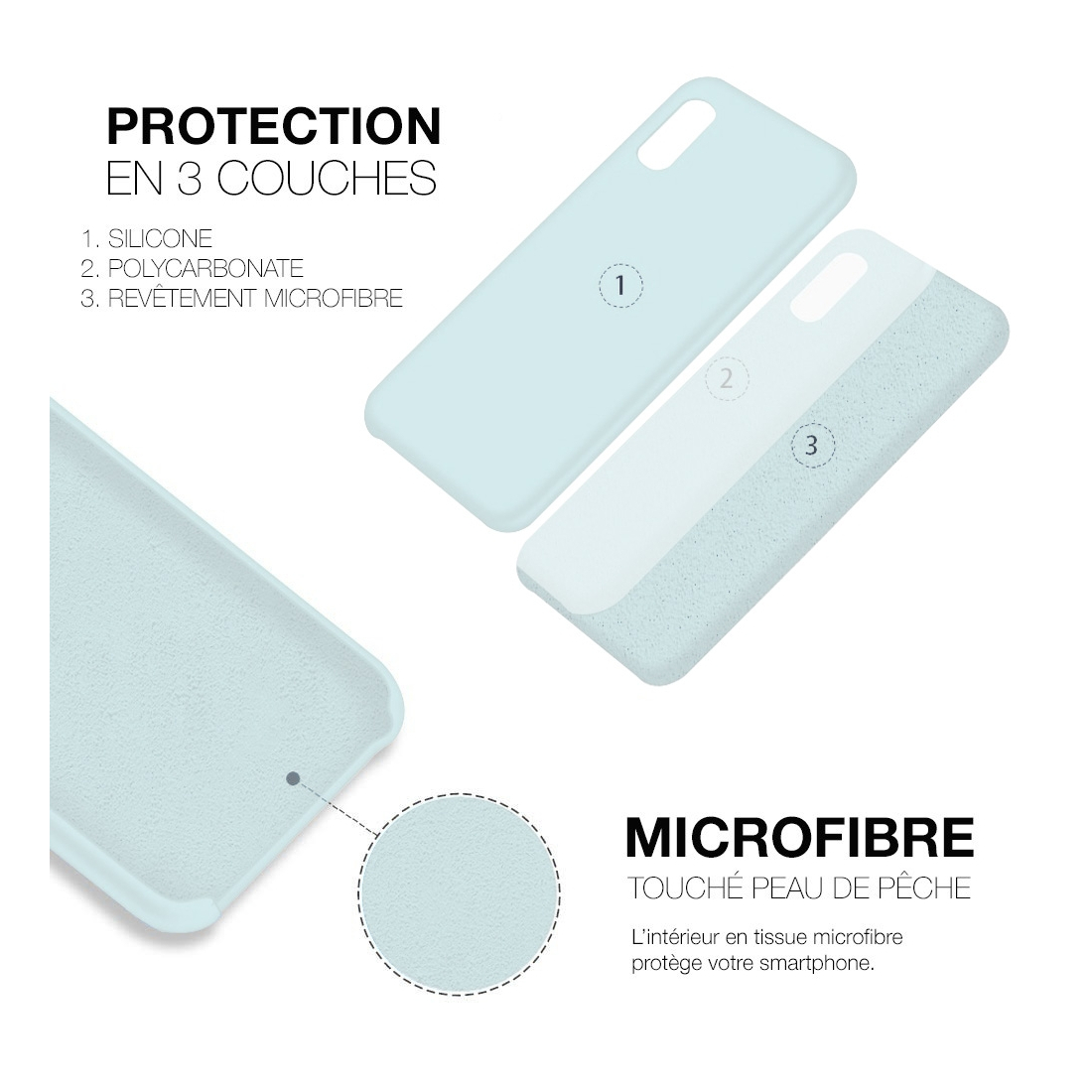 Moxie Coque iPhone 12/12 Pro [BeFluo] Coque Silicone Fine et Légère pour iPhone 12/12 Pro, Intérieur Microfibre, Coque Anti-choc