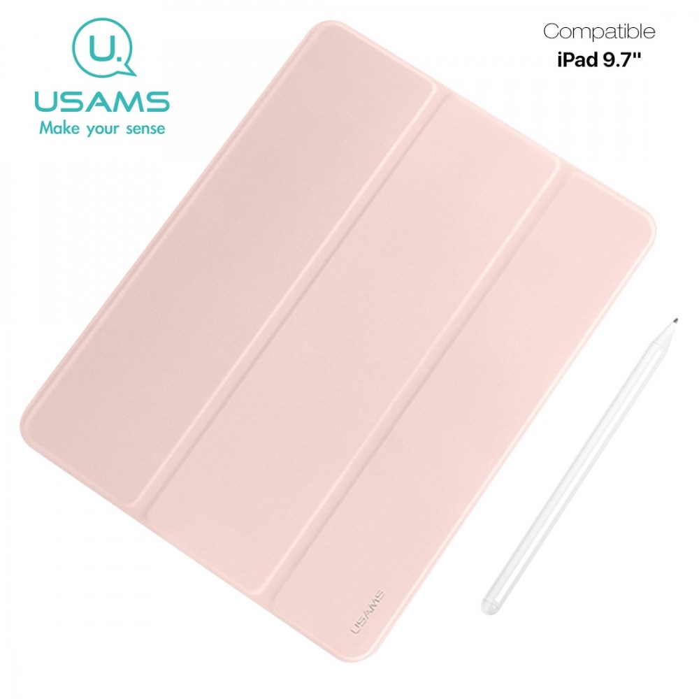 Etui à rabat Smart Cover USAMS BH716 iPad 9.7" - Rose