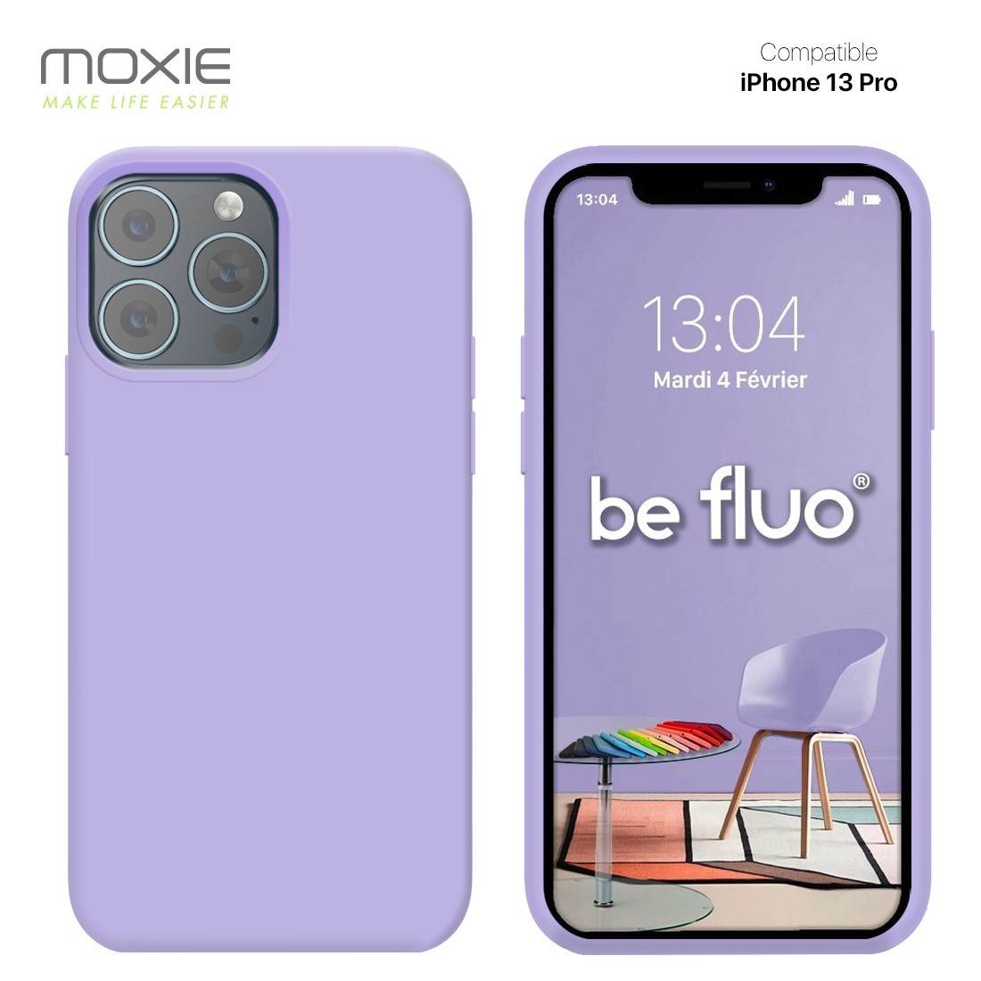 Moxie Coque iPhone 13 Pro [BeFluo] Coque Silicone Fine et Légère pour iPhone 13 Pro, Intérieur Microfibre, Coque Anti-chocs et A