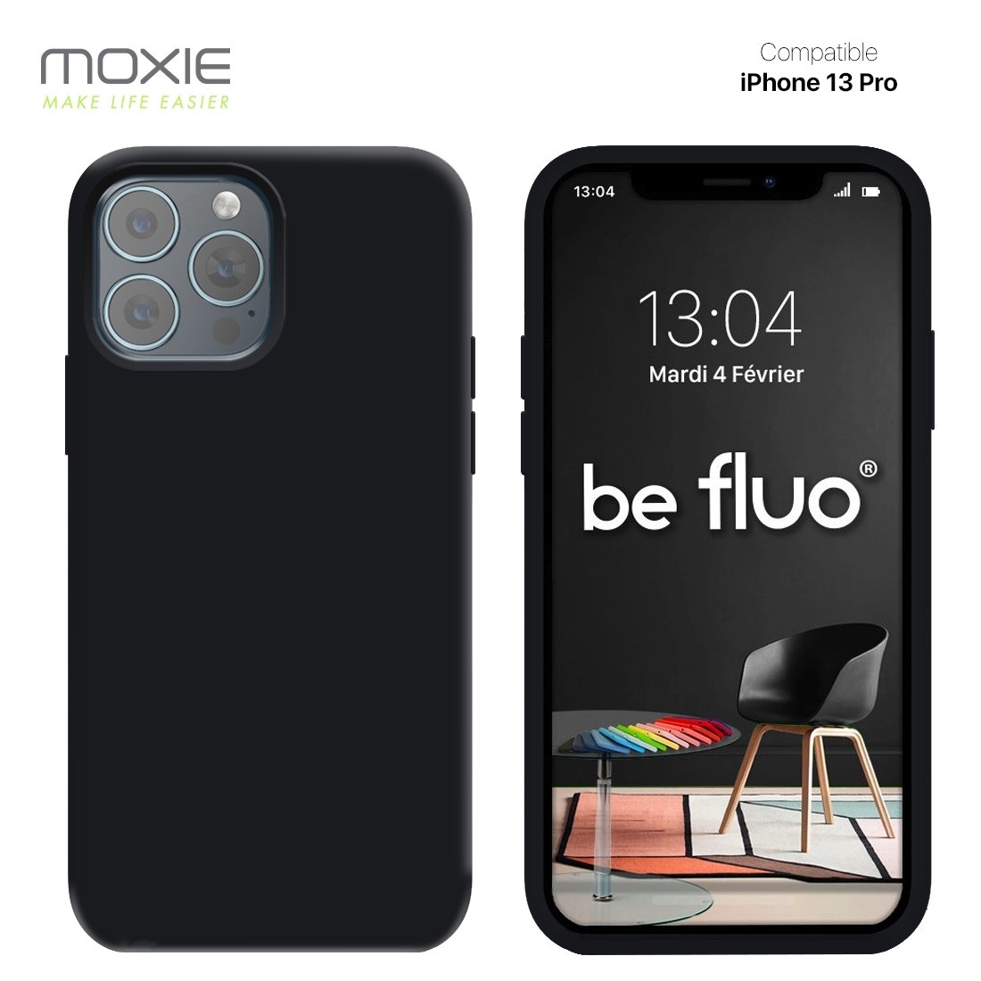 Moxie Coque iPhone 13 Pro [BeFluo] Coque Silicone Fine et Légère pour iPhone 13 Pro, Intérieur Microfibre, Coque Anti-chocs et A