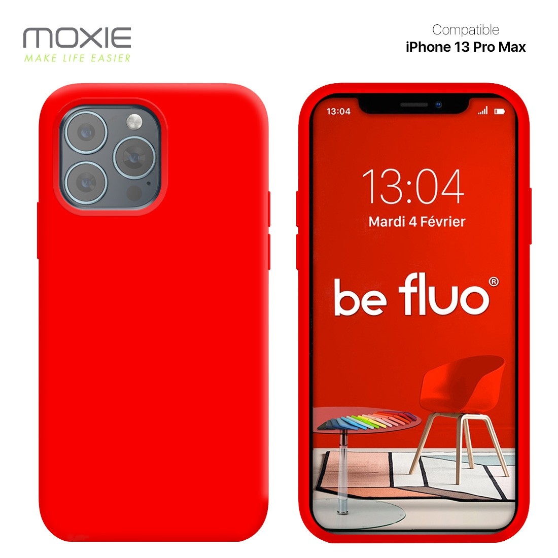 Moxie Coque iPhone 13 Pro Max [BeFluo] Coque Silicone Fine et Légère pour iPhone 13 Pro Max, Intérieur Microfibre, Coque Anti-ch