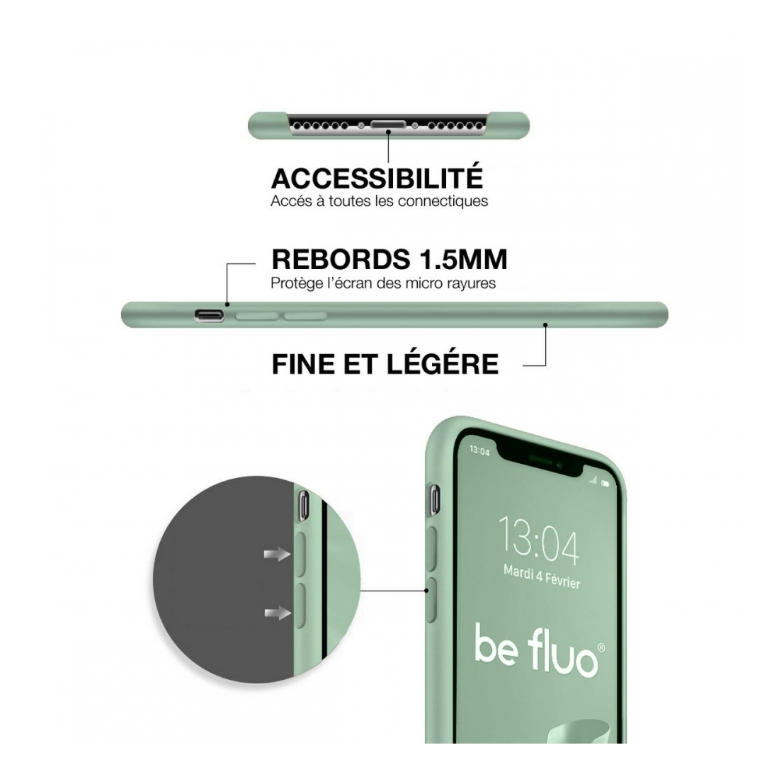 Moxie Coque iPhone 13 Pro [BeFluo] Coque Silicone Fine et Légère pour iPhone 13 Pro, Intérieur Microfibre, Coque Anti-chocs et A