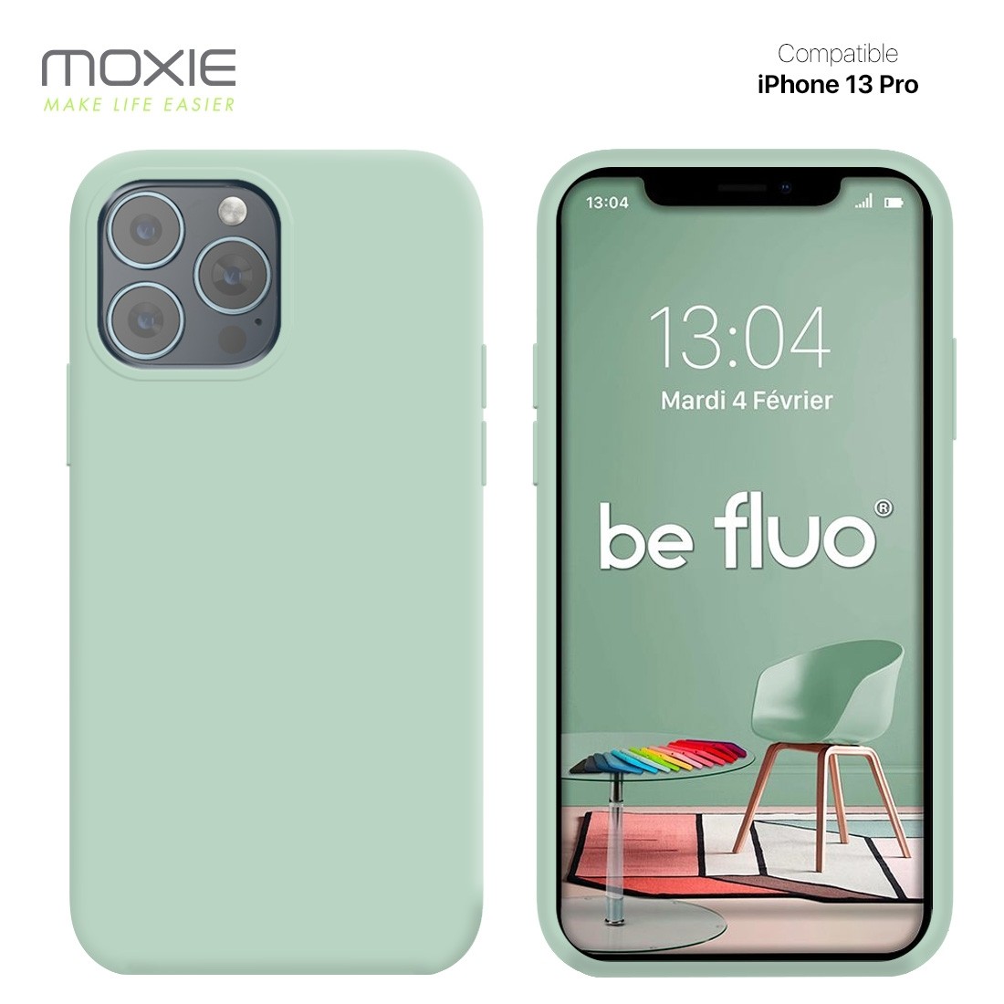 Moxie Coque iPhone 13 Pro [BeFluo] Coque Silicone Fine et Légère pour iPhone 13 Pro, Intérieur Microfibre, Coque Anti-chocs et A