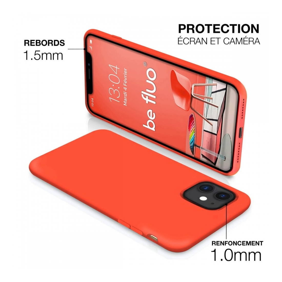 Moxie Coque iPhone 13 [BeFluo] Coque Silicone Fine et Légère pour iPhone 13, Intérieur Microfibre, Coque Anti-chocs et Anti-rayu