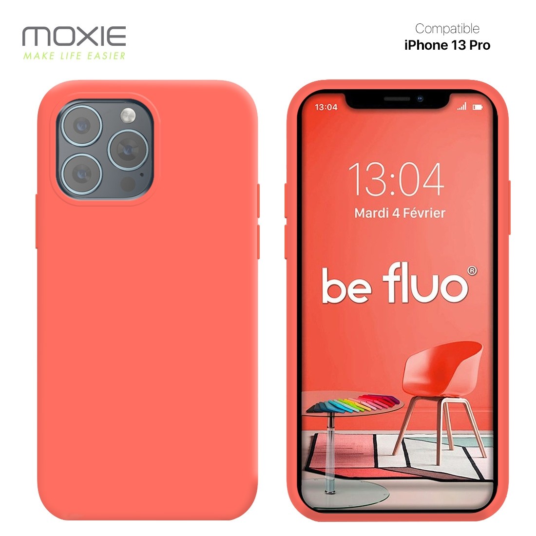 Moxie Coque iPhone 13 Pro [BeFluo] Coque Silicone Fine et Légère pour iPhone 13 Pro, Intérieur Microfibre, Coque Anti-chocs et A