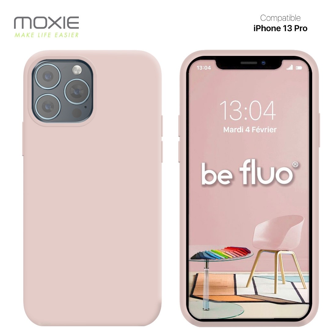 Moxie Coque iPhone 13 Pro [BeFluo] Coque Silicone Fine et Légère pour iPhone 13 Pro, Intérieur Microfibre, Coque Anti-chocs et A