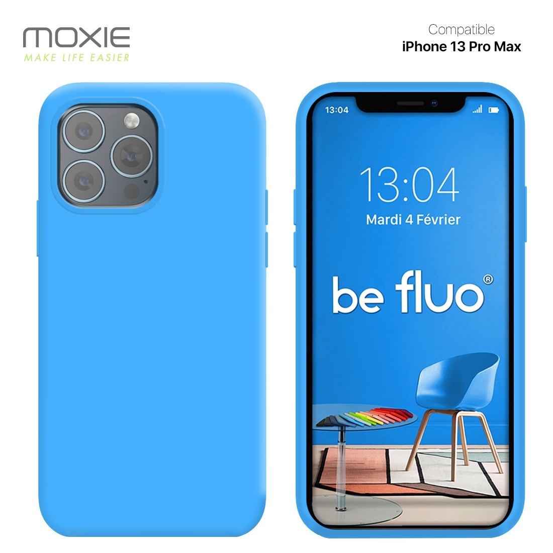 Moxie Coque iPhone 13 Pro Max [BeFluo] Coque Silicone Fine et Légère pour iPhone 13 Pro Max, Intérieur Microfibre, Coque Anti-ch