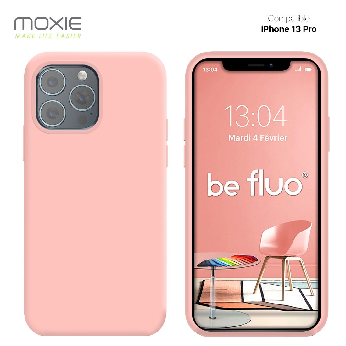 Moxie Coque iPhone 13 Pro [BeFluo] Coque Silicone Fine et Légère pour iPhone 13 Pro, Intérieur Microfibre, Coque Anti-chocs et A