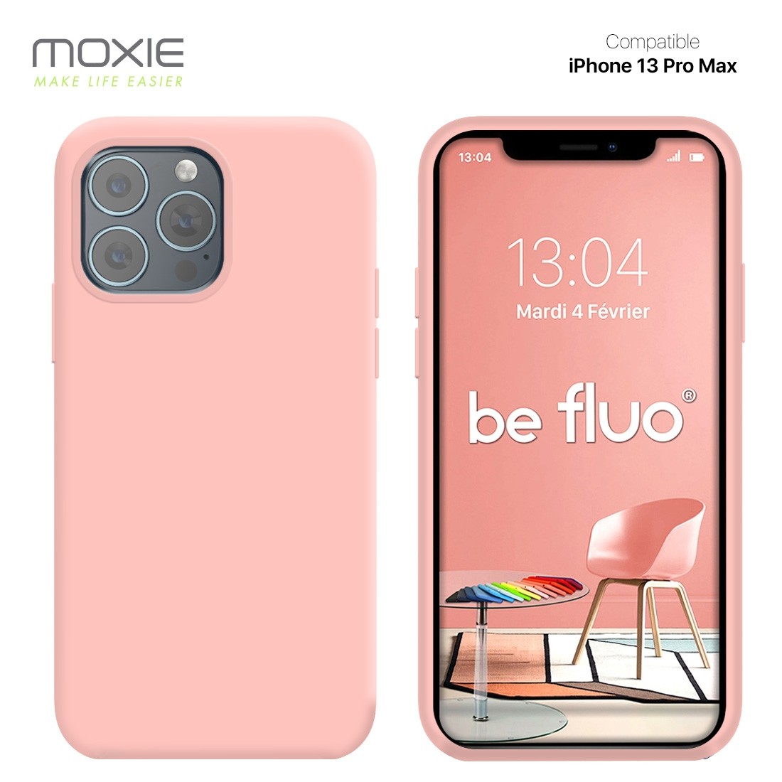Moxie Coque iPhone 13 Pro Max [BeFluo] Coque Silicone Fine et Légère pour iPhone 13 Pro Max, Intérieur Microfibre, Coque Anti-ch