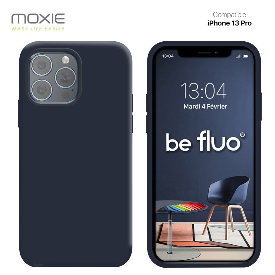 Moxie Coque iPhone 13 Pro [BeFluo] Coque Silicone Fine et Légère pour iPhone 13 Pro , Intérieur Microfibre, Coque Anti-chocs et 