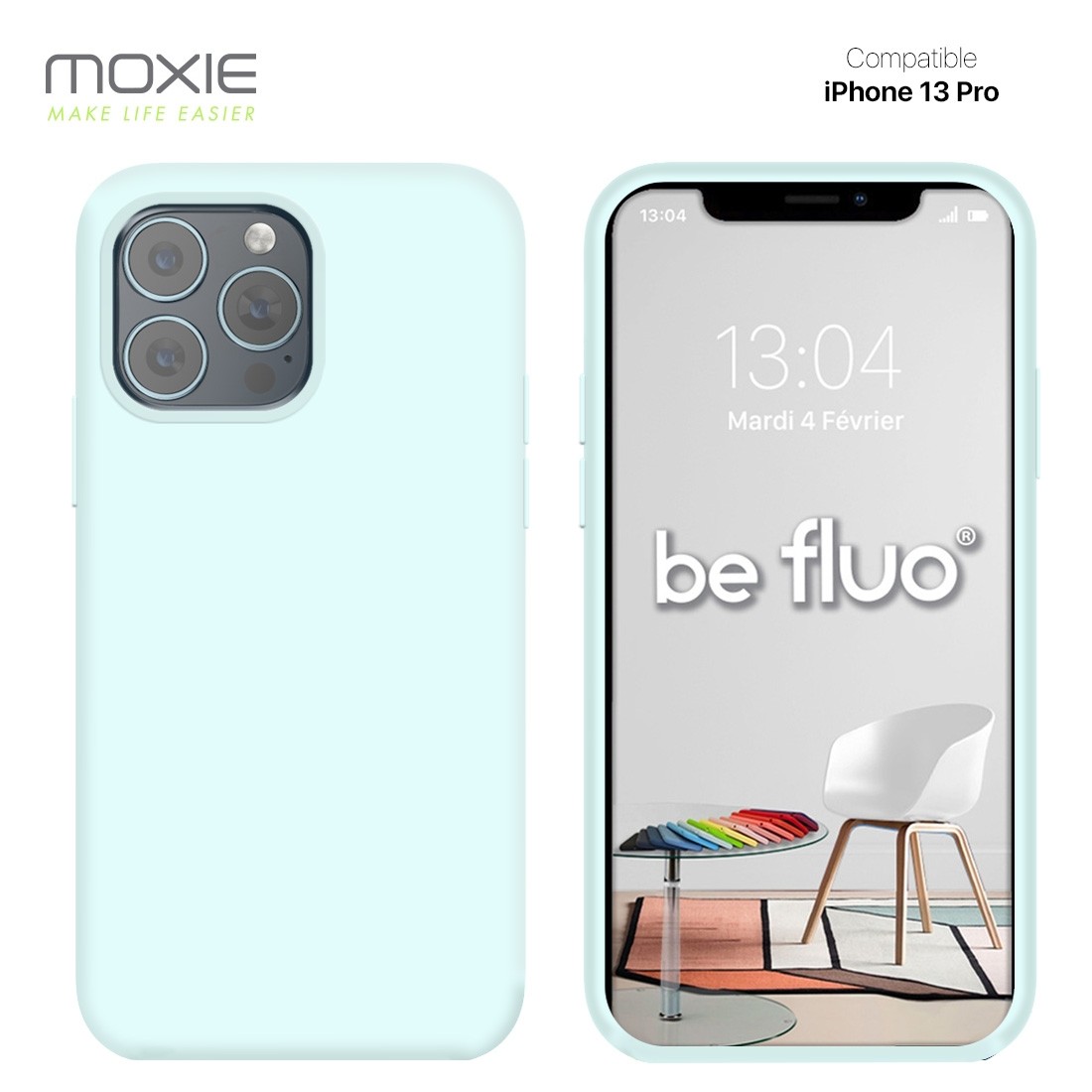 Moxie Coque iPhone 13 Pro [BeFluo] Coque Silicone Fine et Légère pour iPhone 13 Pro , Intérieur Microfibre, Coque Anti-chocs et 