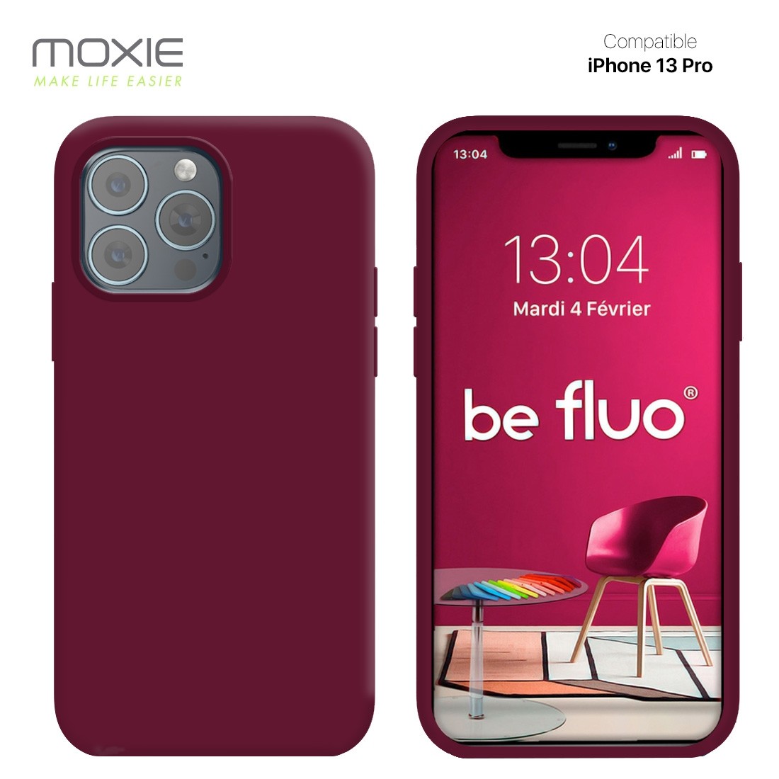 Moxie Coque iPhone 13 Pro [BeFluo] Coque Silicone Fine et Légère pour iPhone 13 Pro, Intérieur Microfibre, Coque Anti-chocs et A