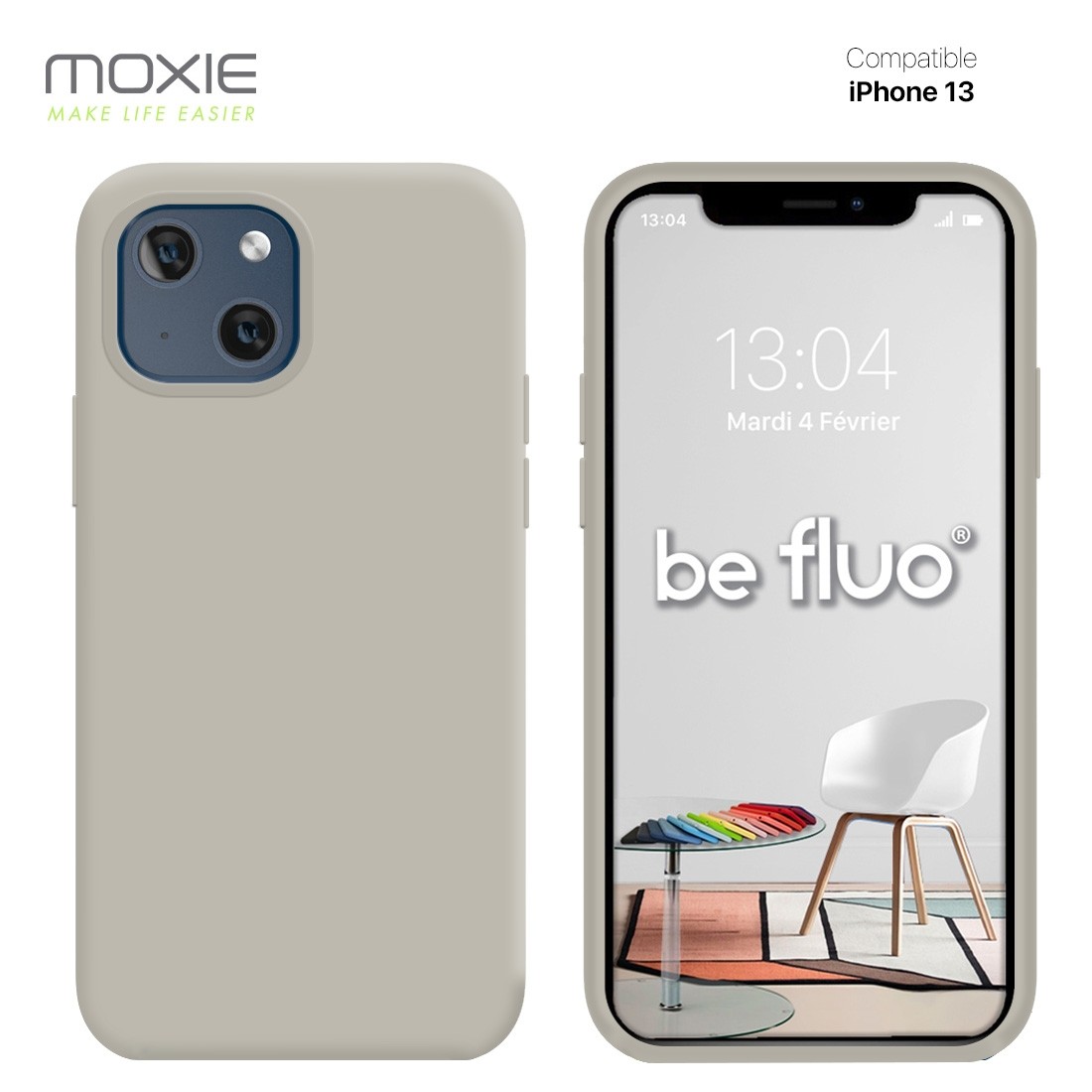 Moxie Coque iPhone 13 [BeFluo] Coque Silicone Fine et Légère pour iPhone 13 , Intérieur Microfibre, Coque Anti-chocs et Anti-ray