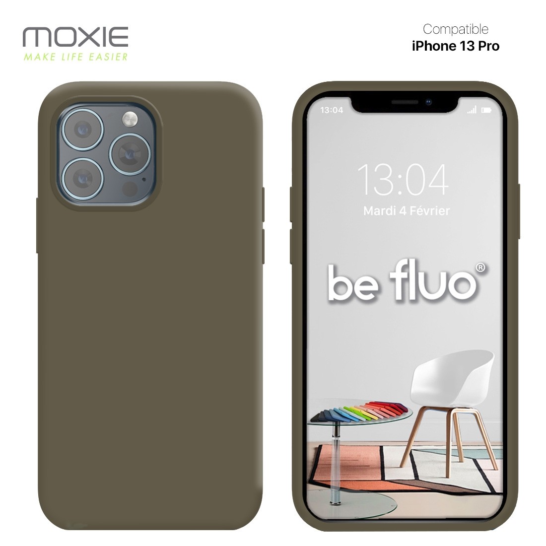 Moxie Coque iPhone 13 Pro [BeFluo] Coque Silicone Fine et Légère pour iPhone 13 Pro , Intérieur Microfibre, Coque Anti-chocs et 