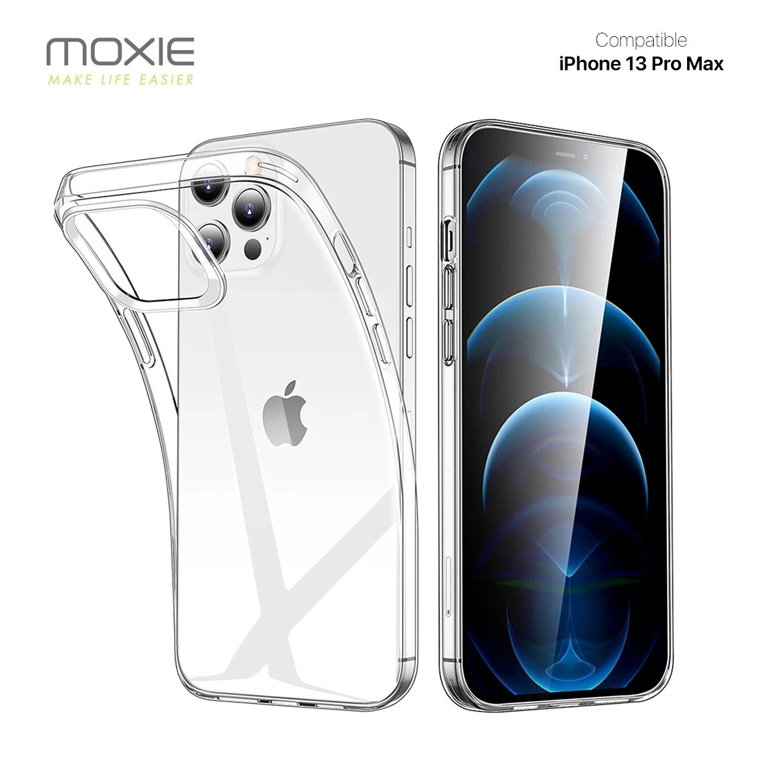 Pack Moxie 1 Housse TPU transparente + 1 verre trempé 2.5D Apple iPhone 13 Pro Max