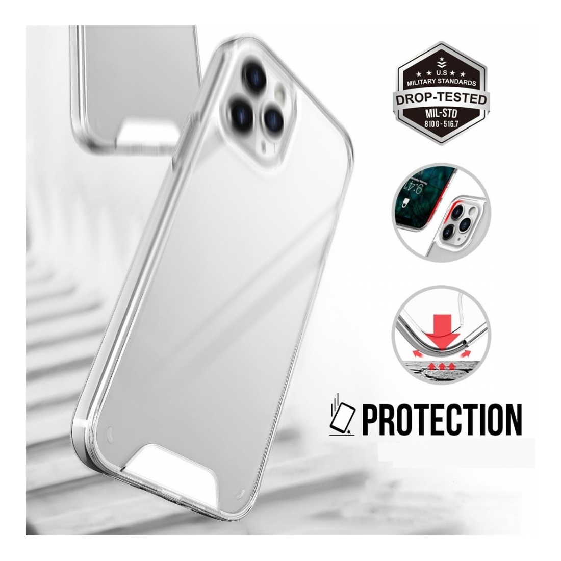 Coque renforcée Moxie transparente en TPU et Acrylique pour iPhone 13 Mini