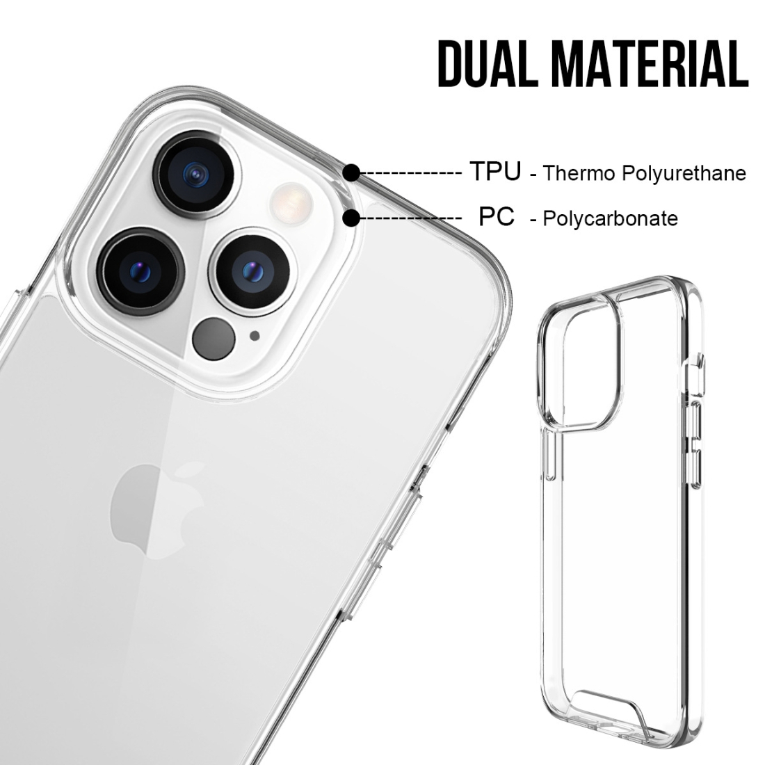 Coque renforcée Moxie transparente en TPU et Acrylique pour iPhone 13 Mini