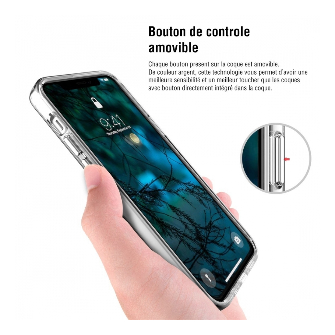 Coque renforcée Moxie transparente en TPU et Acrylique pour iPhone 13 Pro Max