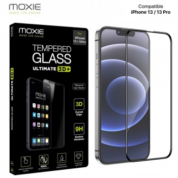 Moxie Verre Trempé iPhone 13 [Ultimate 3D+] Protection d'écran Complète en Verre Trempé 9H Ultra Clair, Anti-rayures et Anti-tra