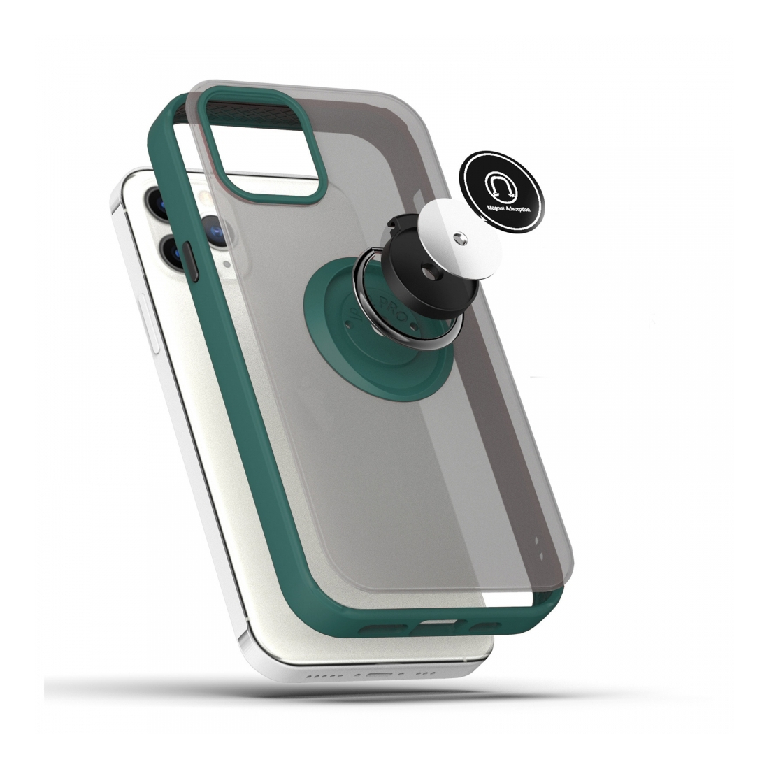 Coque Moxie R-Hold iPhone 13 avec ring holder + contour Vert