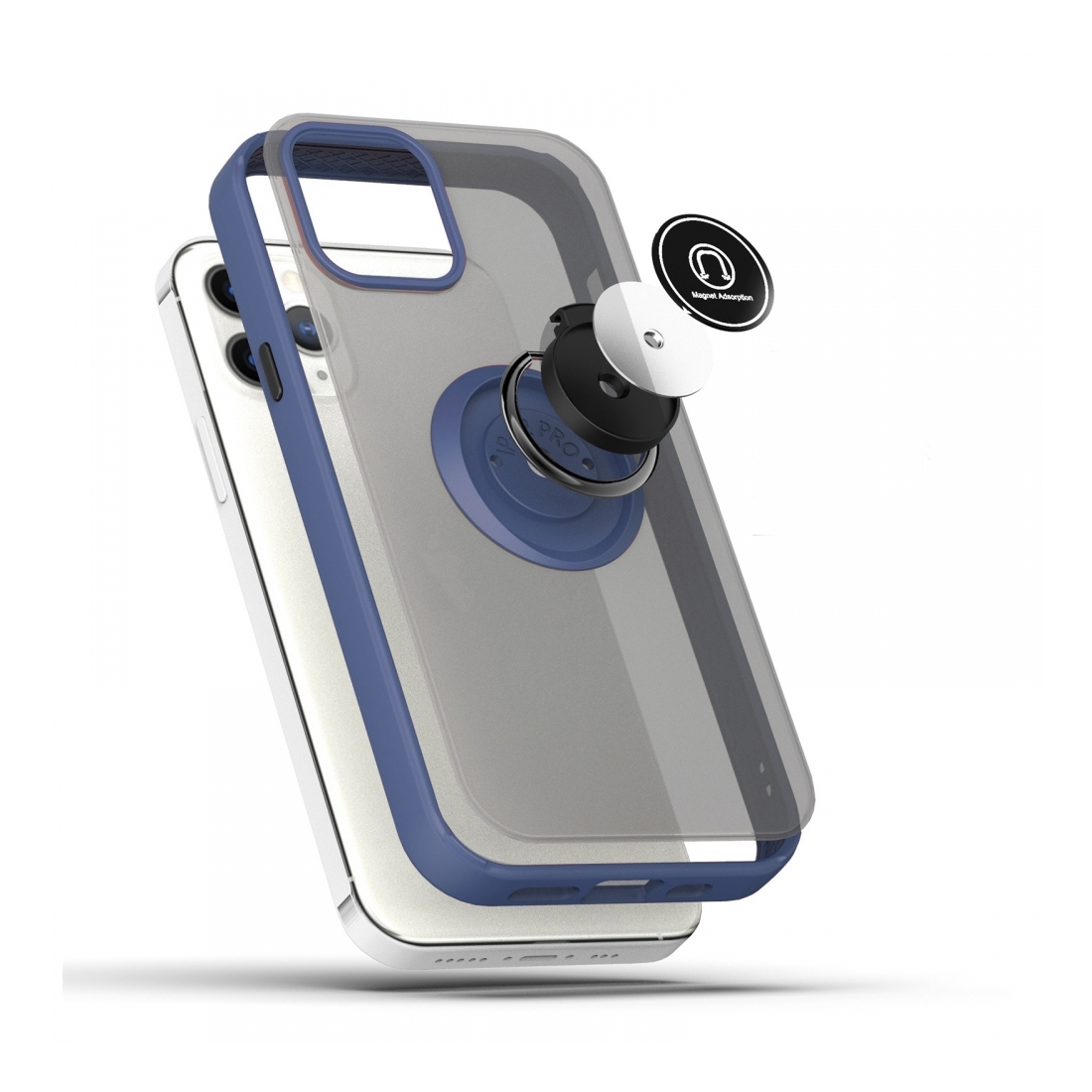 Coque Moxie R-Hold iPhone 13 Pro avec ring holder + contour Bleu