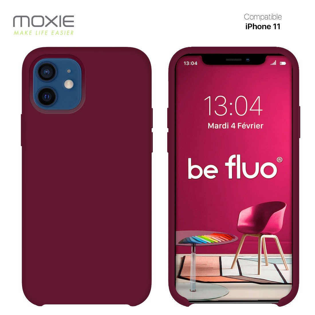 Moxie Coque iPhone 12/12 Pro [BeFluo] Coque Silicone Fine et Légère pour iPhone 11, Intérieur Microfibre, Coque Anti-chocs et An