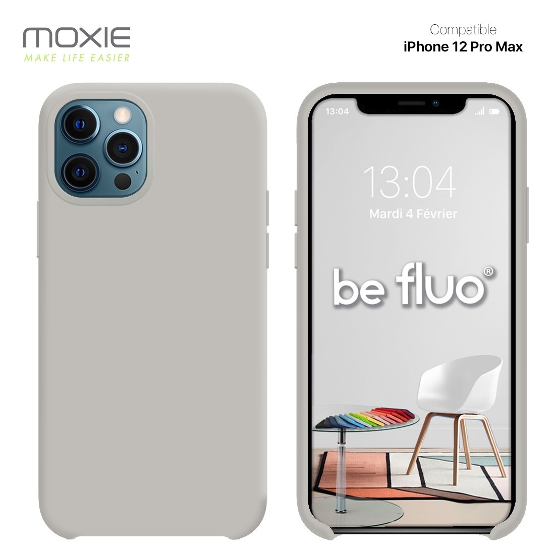 Moxie Coque iPhone 12 Pro Max [BeFluo] Coque Silicone Fine et Légère pour iPhone 12 Pro Max, Intérieur Microfibre, Coque Anti-ch