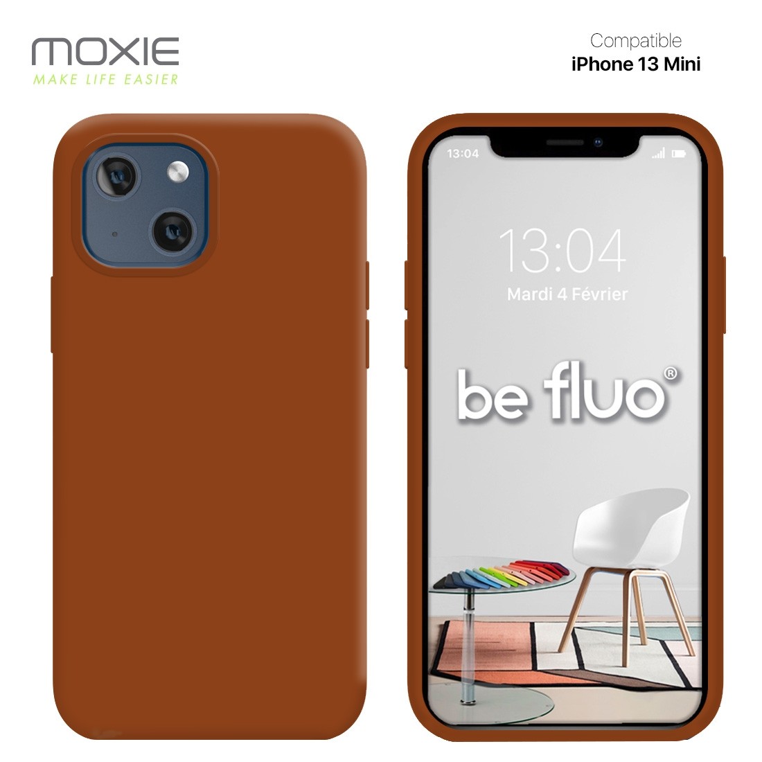 Moxie Coque iPhone 13 Mini [BeFluo] Coque Silicone Fine et Légère pour iPhone 13 Mini, Intérieur Microfibre, Coque Anti-chocs et