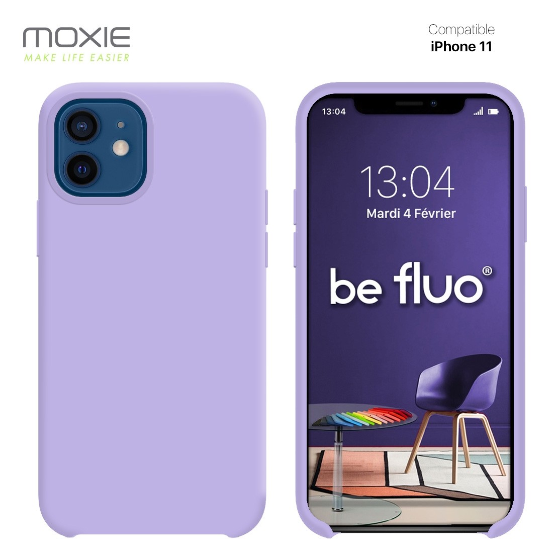 Moxie Coque iPhone 11 [BeFluo] Coque Silicone Fine et Légère pour iPhone 11, Intérieur Microfibre, Coque Anti-chocs et Anti-rayu