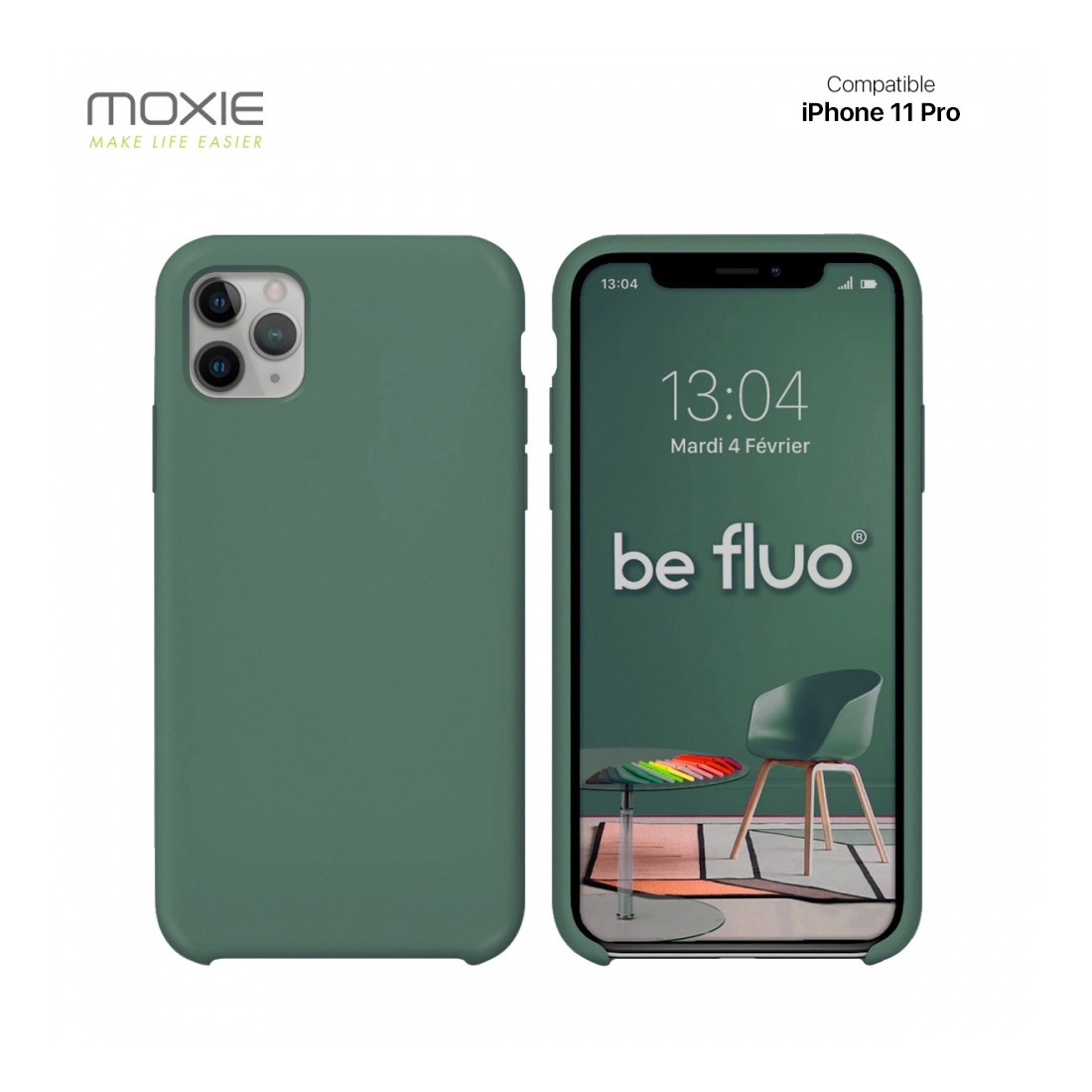 Moxie Coque iPhone 11 Pro [BeFluo] Coque Silicone Fine et Légère pour iPhone 11 Pro, Intérieur Microfibre, Coque Anti-chocs et A