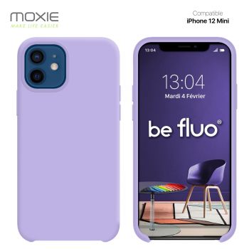 Moxie Coque silicone iPhone 12 Mini [BeFluo] avec aimant compatible MagSafe  - Intérieur Microfibre - Bleu Marine