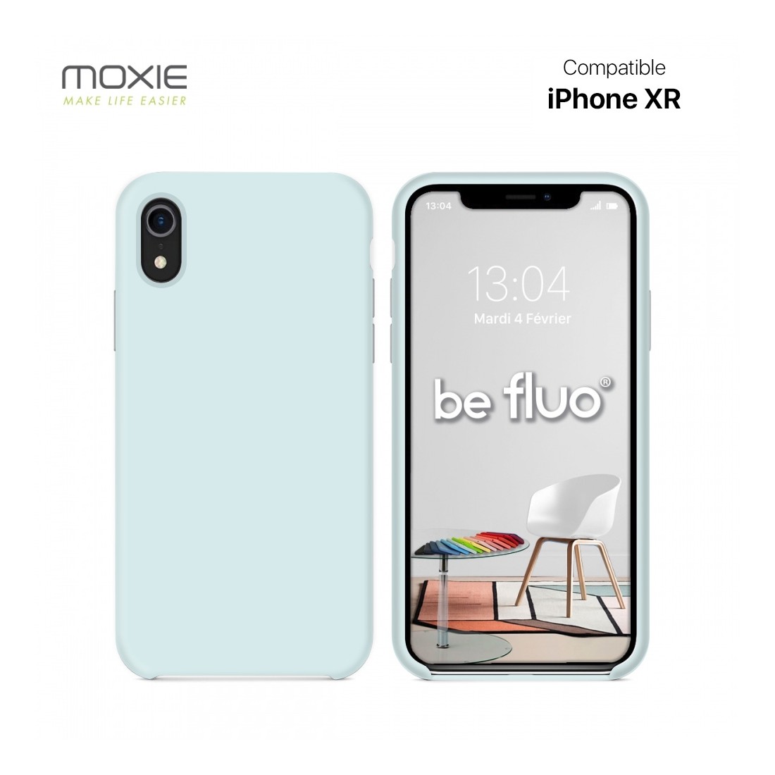 Moxie Coque iPhone XR [BeFluo] Coque Silicone Fine et Légère pour iPhone XR, Intérieur Microfibre, Coque Anti-chocs et Anti-rayu