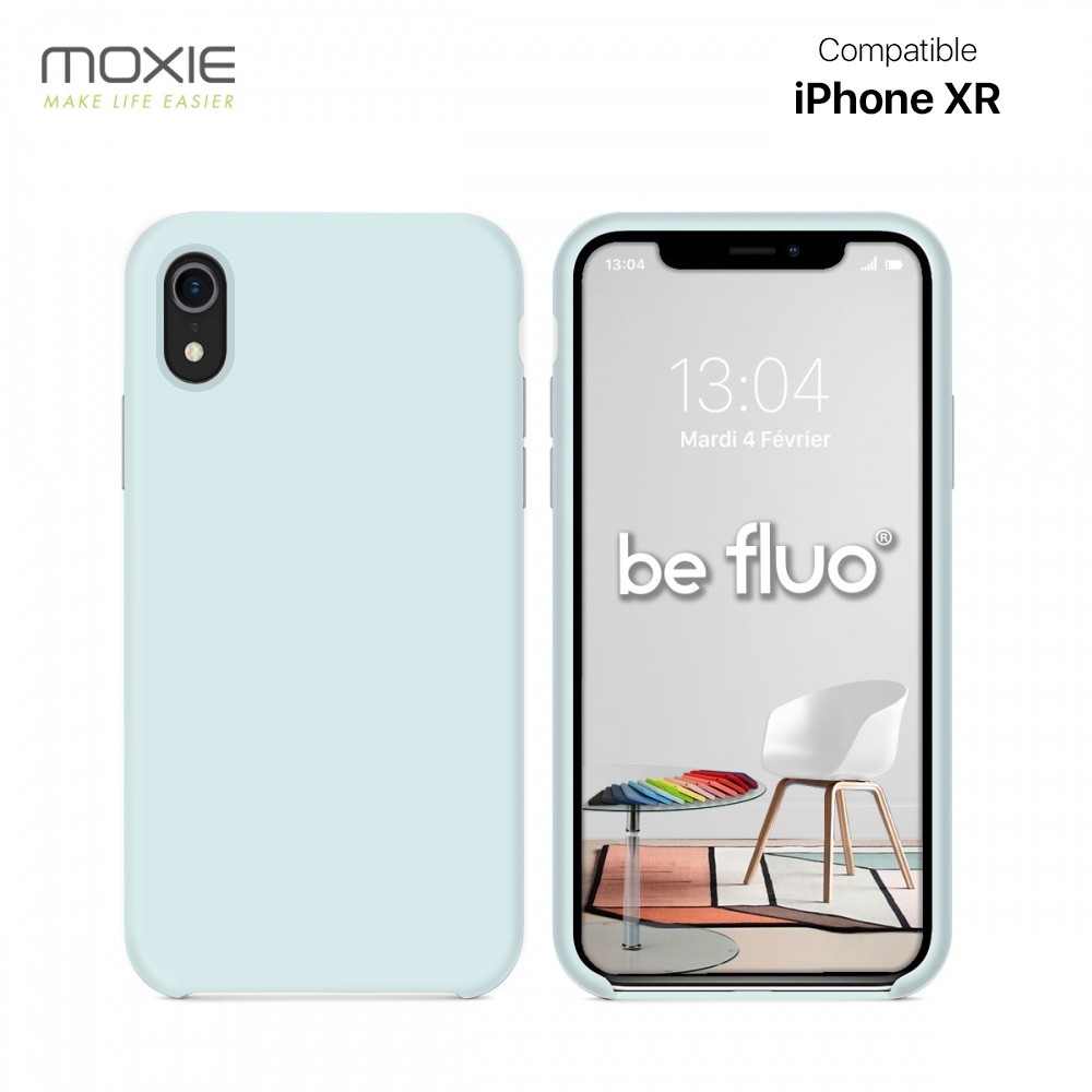 Moxie Coque iPhone XR [BeFluo] Coque Silicone Fine et Légère pour iPhone XR, Intérieur Microfibre, Coque Anti-chocs et Anti-rayures pour iPhone XR - Bleu Glacier