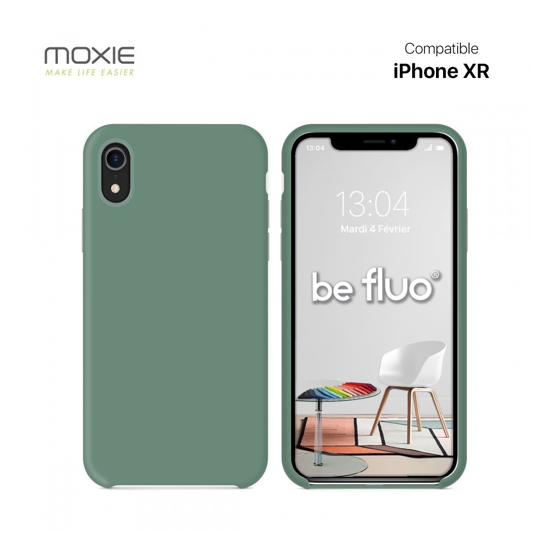 Moxie Coque iPhone XR [BeFluo] Coque Silicone Fine et Légère pour iPhone XR, Intérieur Microfibre, Coque Anti-chocs et Anti-rayu