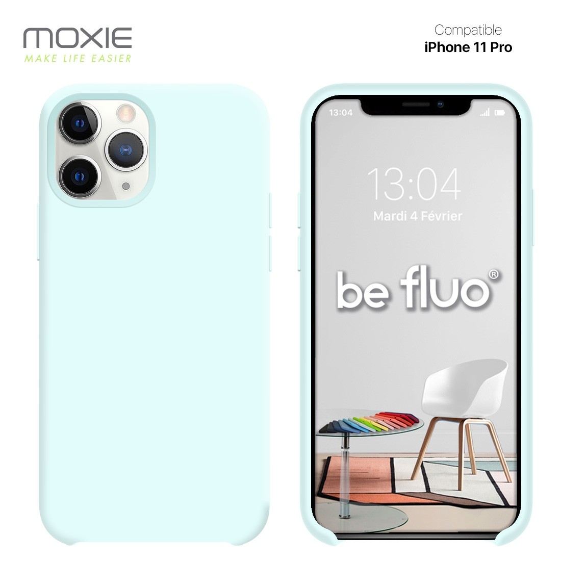 Moxie Coque iPhone 11 Pro [BeFluo] Coque Silicone Fine et Légère pour iPhone 11 Pro, Intérieur Microfibre, Coque Anti-chocs et A