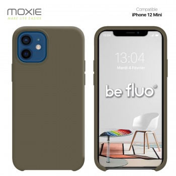 Moxie Coque silicone iPhone 12 mini 5.4" [BeFluo] - Intérieur Microfibre, Coque Anti-chocs et Anti-rayures pour iPhone 12 Mini 5