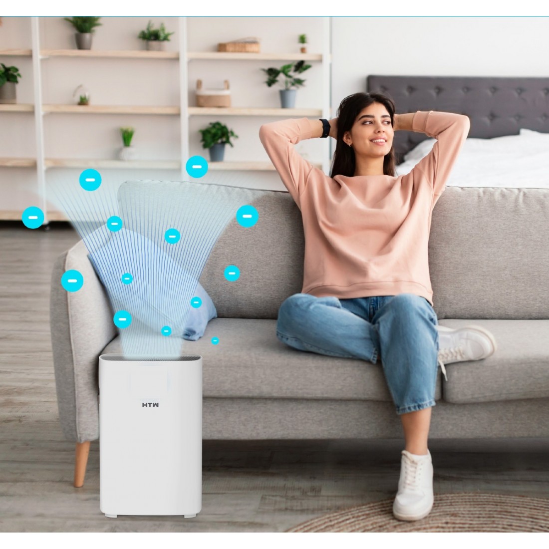 Purificateur d'Air HTW capacité 310 m3 Par heure avec application Wifi et detecteur de CO2