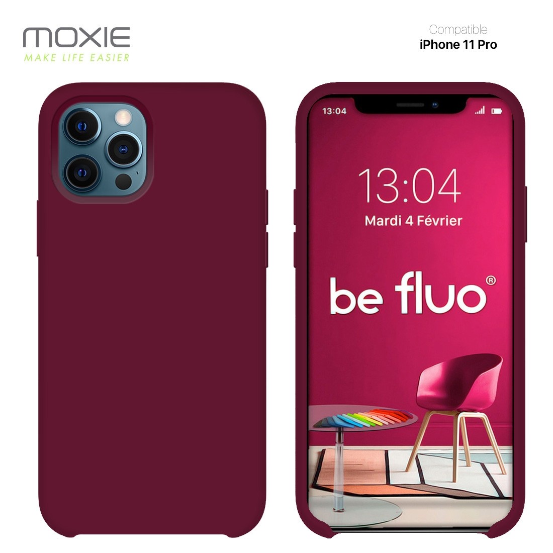 Moxie Coque iPhone 11 Pro [BeFluo] Coque Silicone Fine et Légère pour iPhone 11 Pro, Intérieur Microfibre, Coque Anti-chocs et A