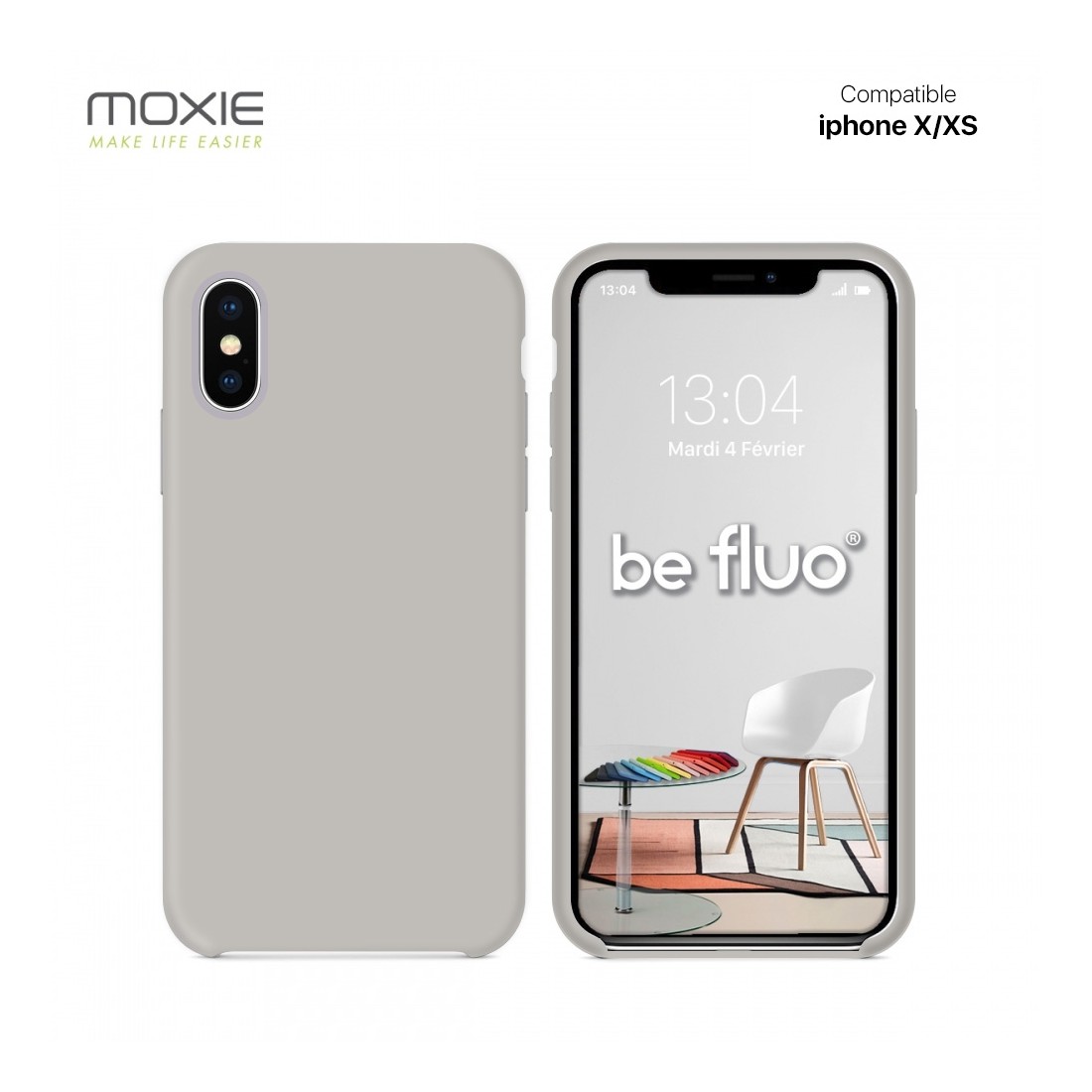 Moxie Coque iPhone XS [BeFluo] Coque Silicone Fine et Légère pour iPhone 6S et iPhone 6, Intérieur Microfibre, Coque Anti-chocs 