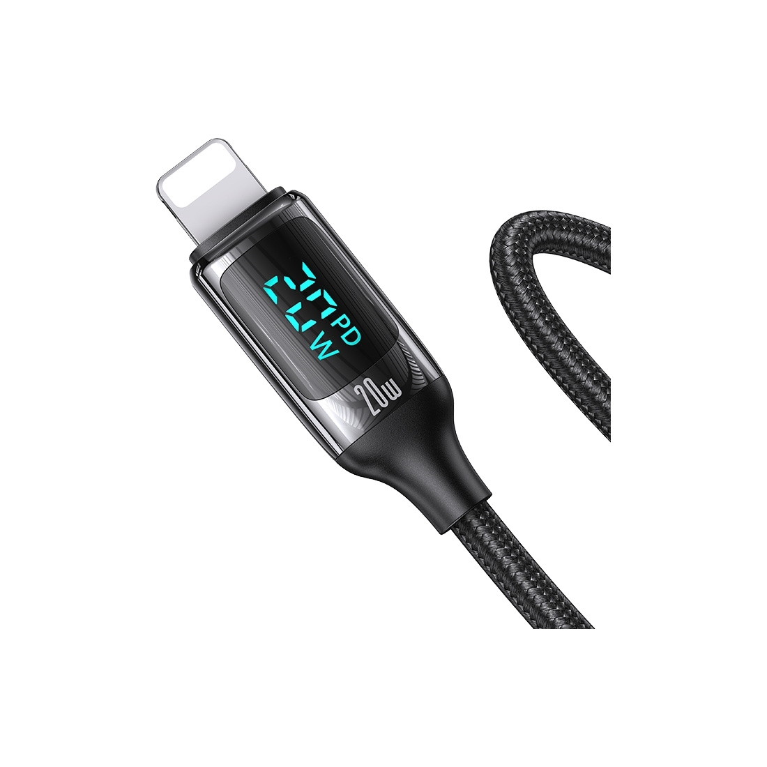 Cable data Usams Nylon Lightning vers Type-C - Fast charge avec affichage digital - Argent