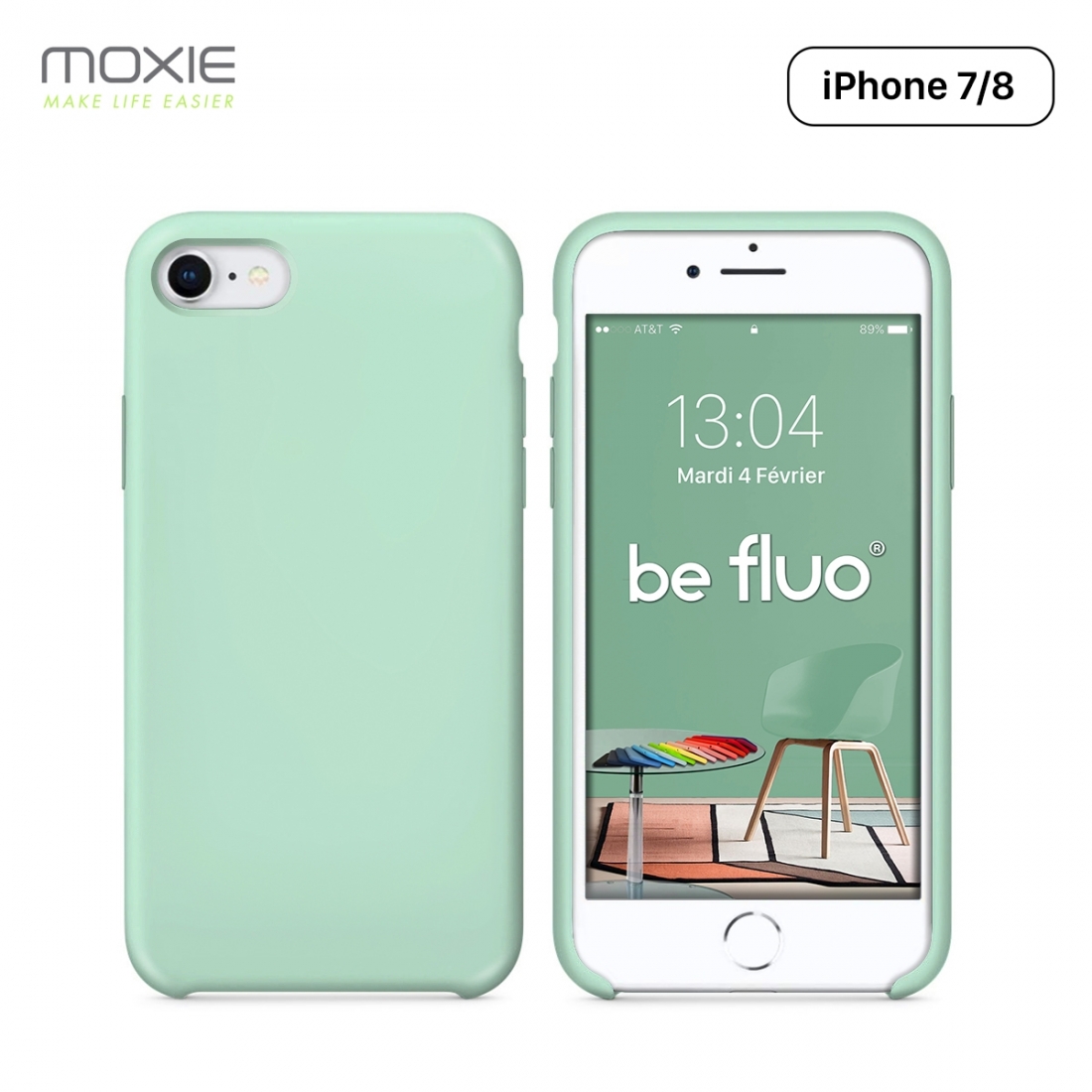 Moxie Coque iPhone 7/8/SE 2020 [BeFluo] Coque Silicone Fine et Légère pour iPhone 8, iPhone 7 et iPhone SE 2020, Intérieur Micro