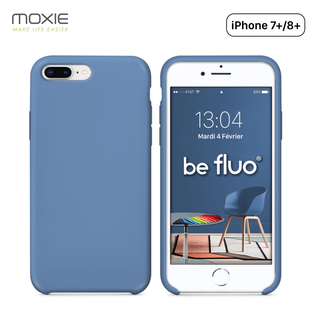 Moxie Coque iPhone 7 Plus/8 Plus [BeFluo] Coque Silicone Fine et Légère pour iPhone 8 Plus et iPhone 7 Plus, Intérieur Microfibr