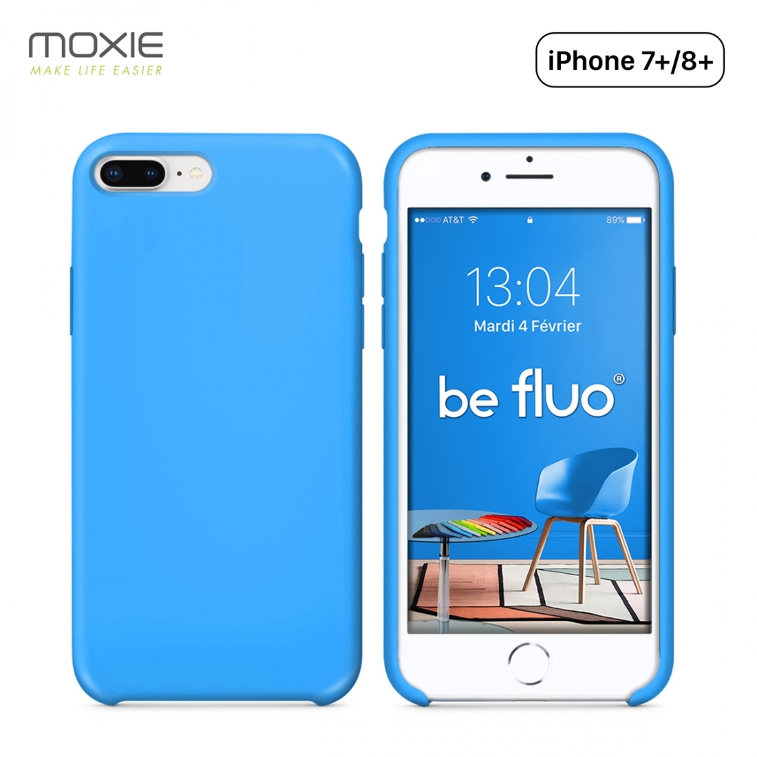 Moxie Coque iPhone 7 Plus/8 Plus [BeFluo] Coque Silicone Fine et Légère pour iPhone 8 Plus et iPhone 7 Plus, Intérieur Microfibr