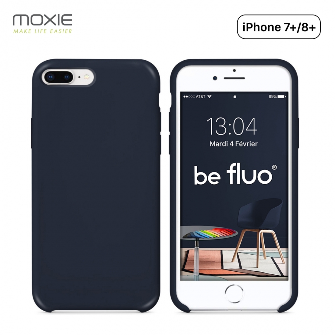 Moxie Coque iPhone 7 Plus/8 Plus [BeFluo] Coque Silicone Fine et Légère pour iPhone 8 Plus et iPhone 7 Plus, Intérieur Microfibr