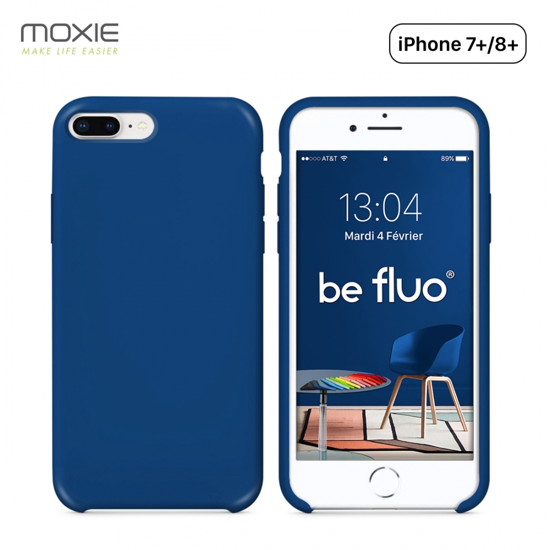 Moxie Coque iPhone 7 Plus/8 Plus [BeFluo] Coque Silicone Fine et Légère pour iPhone 8 Plus et iPhone 7 Plus, Intérieur Microfibr