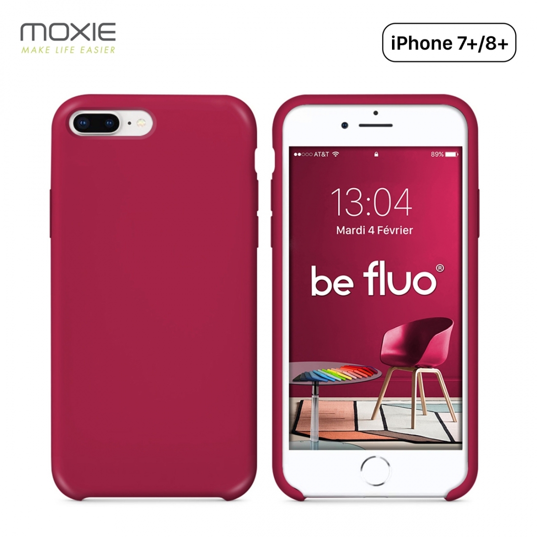 Moxie Coque iPhone 7 Plus/8 Plus [BeFluo] Coque Silicone Fine et Légère pour iPhone 8 Plus et iPhone 7 Plus, Intérieur Microfibr