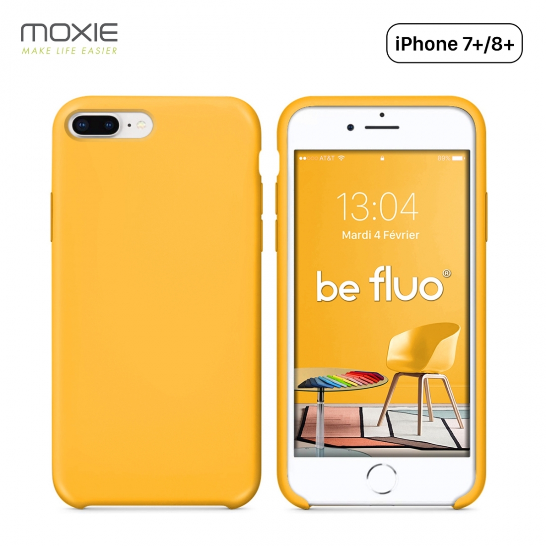 Moxie Coque iPhone 7 Plus/8 Plus [BeFluo] Coque Silicone Fine et Légère pour iPhone 8 Plus et iPhone 7 Plus, Intérieur Microfibr